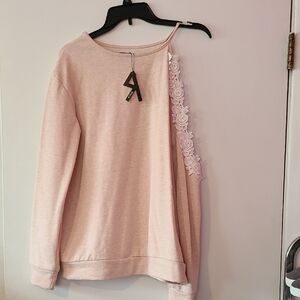 Rehab Blush Sweatshirt with Lace Detail